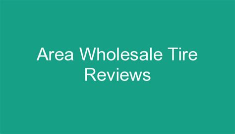 area wholesale tires